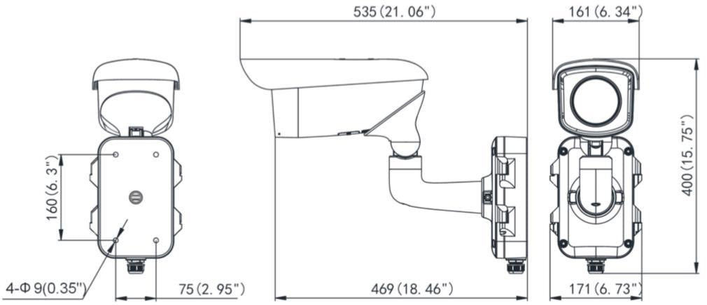 Hikvision DS-2TD2367-100/PY – Originale Maßzeichnung des Herstellers