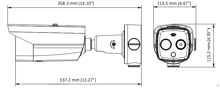 Hikvision DS-2TD2617-6/QA – Originale Maßzeichnung des Herstellers